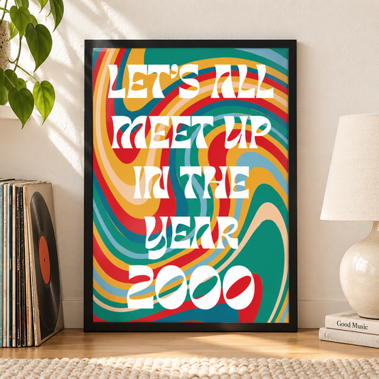 Disco 2000 Music Lyric Print in a close-up frame