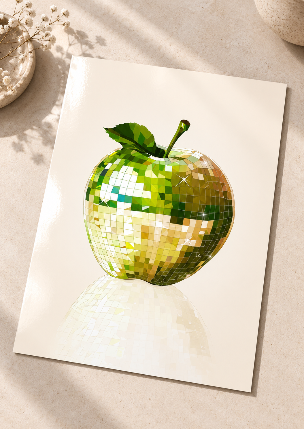 Disco Ball Apple glossy unframed print
