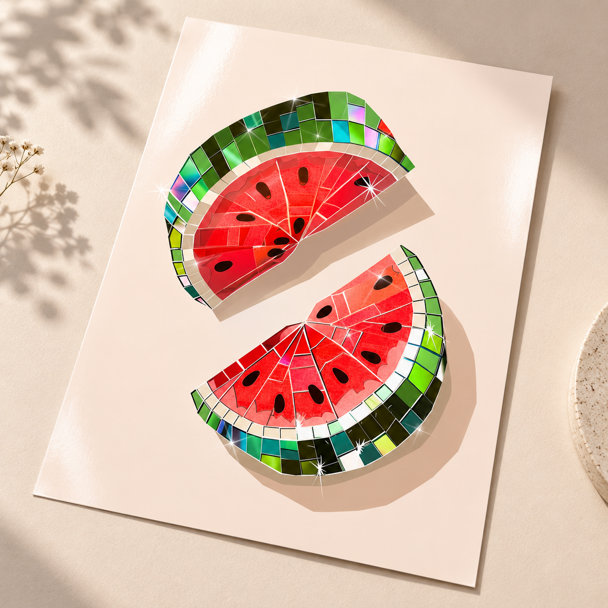 Disco Ball Watermelon glossy unframed print