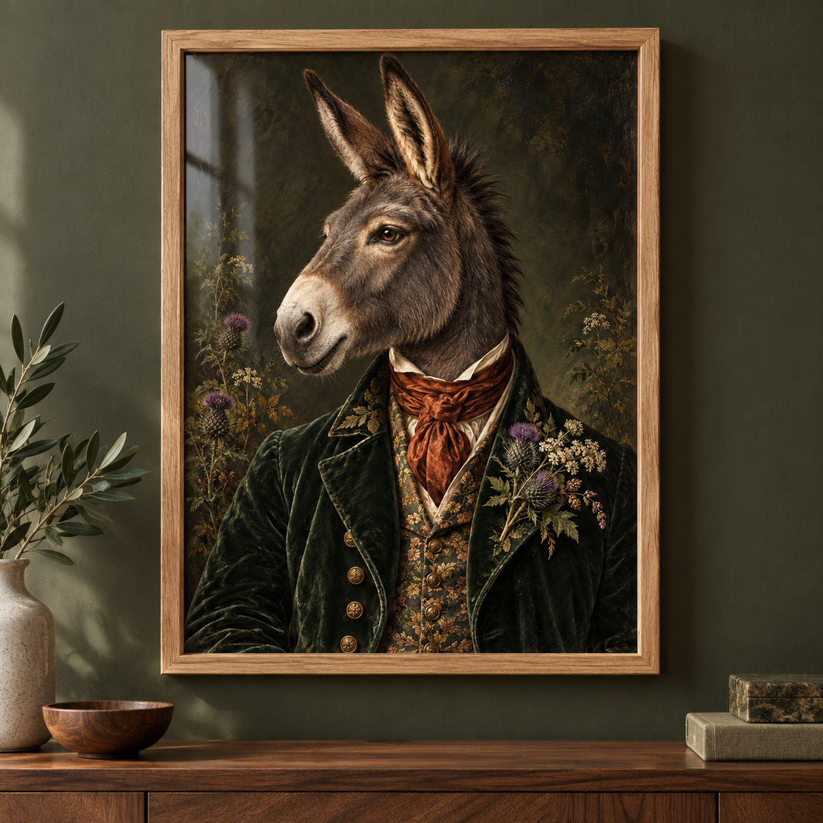 Duke of Brambles Donkey print in a modern frame
