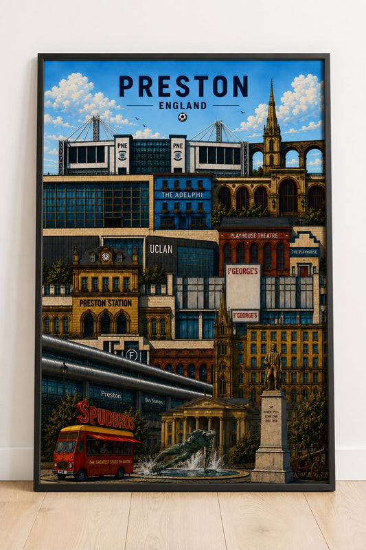 Preston, Lancashire Landmarks Print