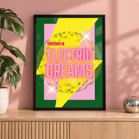 Electric Dreams Music Print in a close-up frame