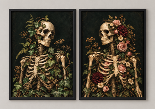 Straight-on view of Eternal Ivy and Eternal Bloom set of two prints; frames not included