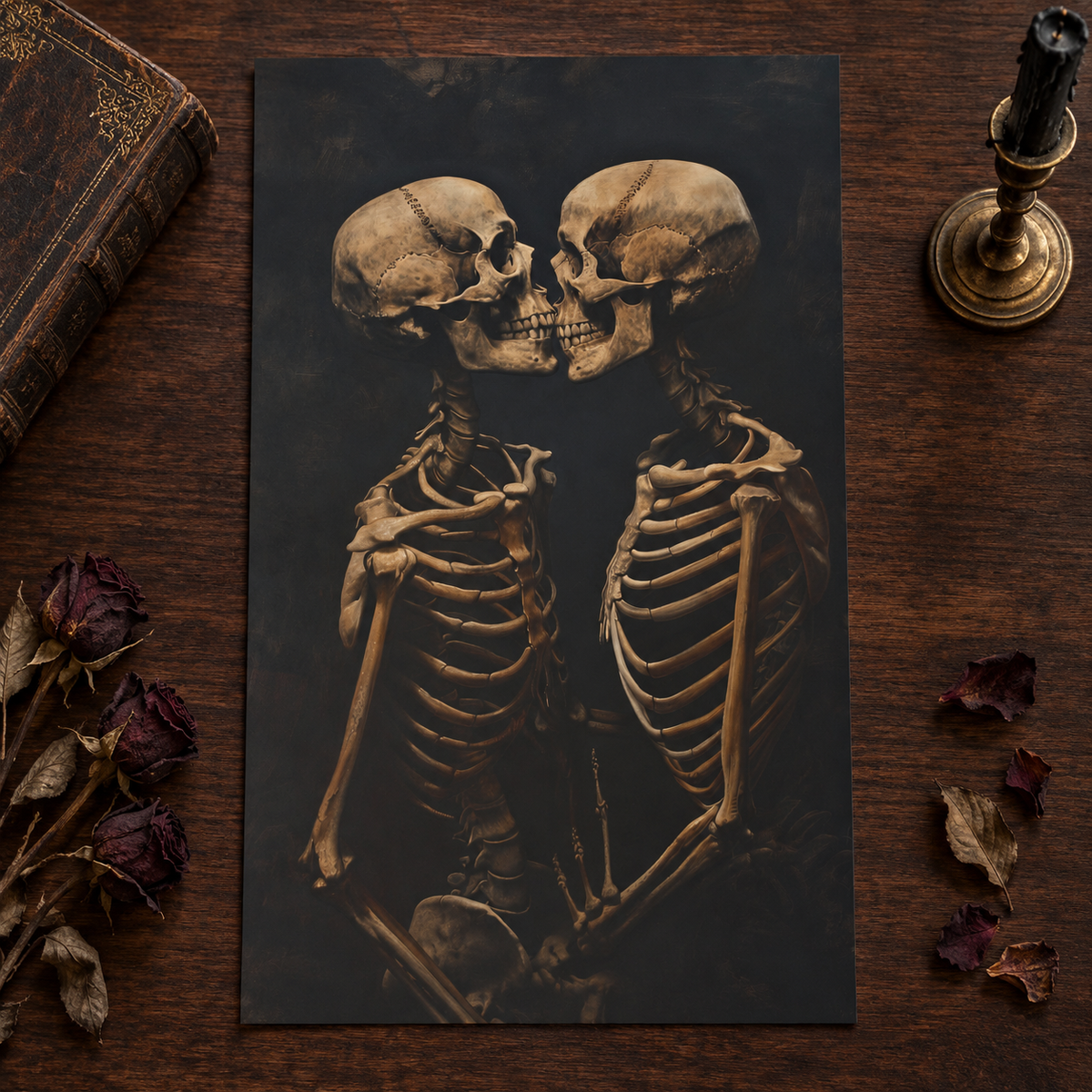 Eternal Kiss unframed A-series print on dark walnut