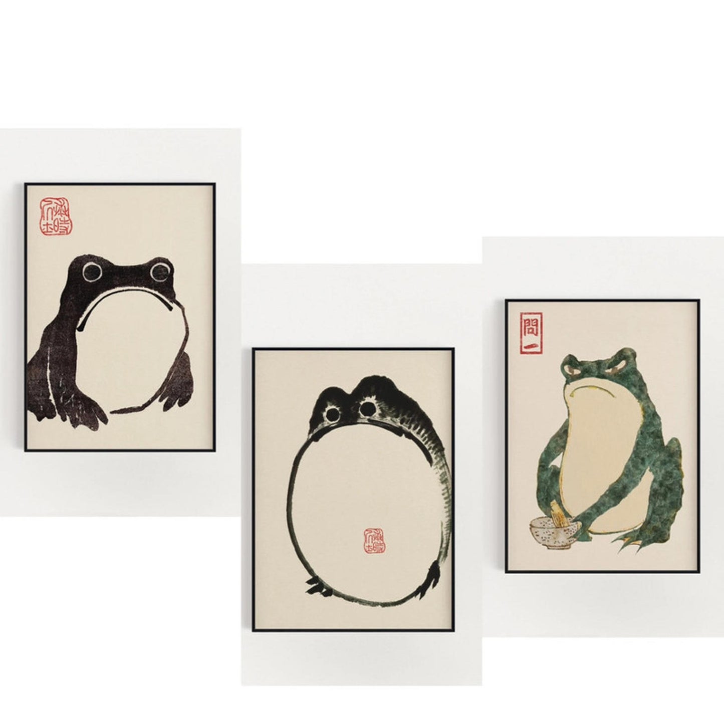 Set of 3 Japanese frog prints
