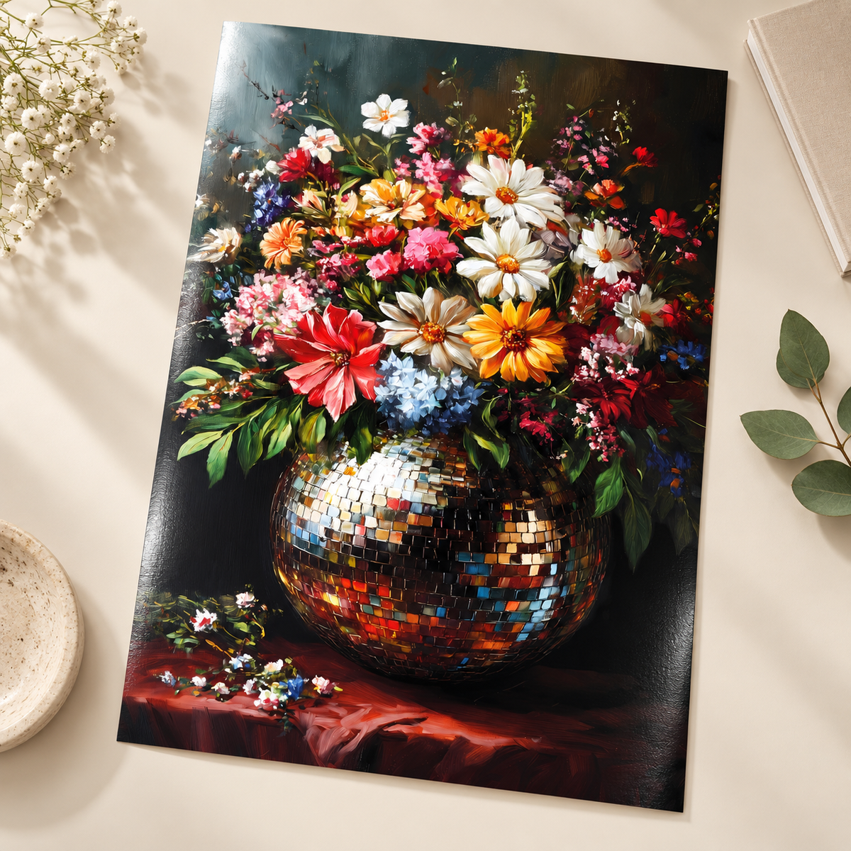 Floral Glitterball glossy unframed print