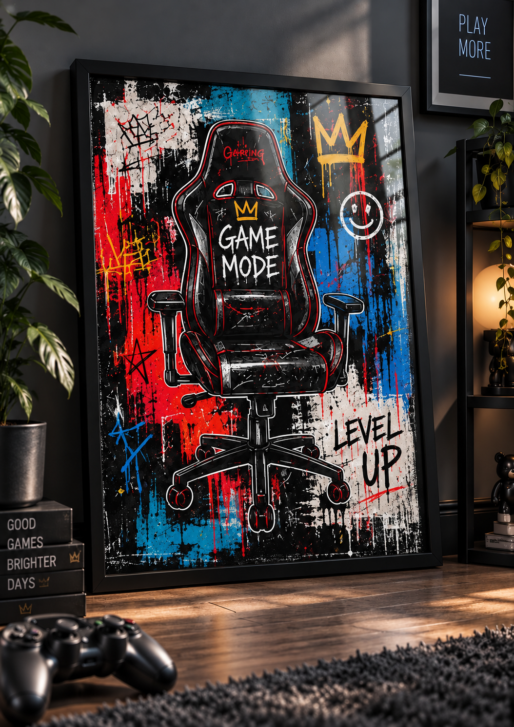 Game Mode – Gaming Chair Print in a black frame – lifestyle mockup