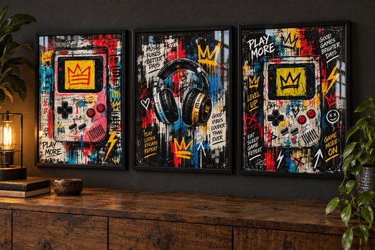 Retro Replay – Gaming Prints Set of 3 – lifestyle mockup
