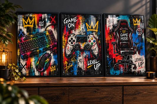 Level Up – Gaming Prints Set of 3 – lifestyle mockup