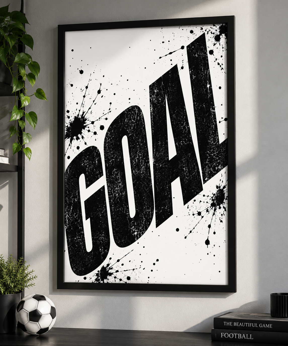 GOAL football print in a black frame
