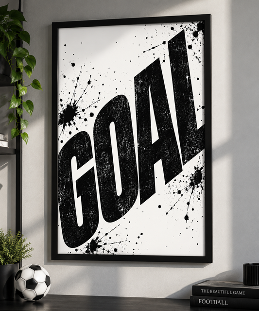 GOAL football print in a black frame