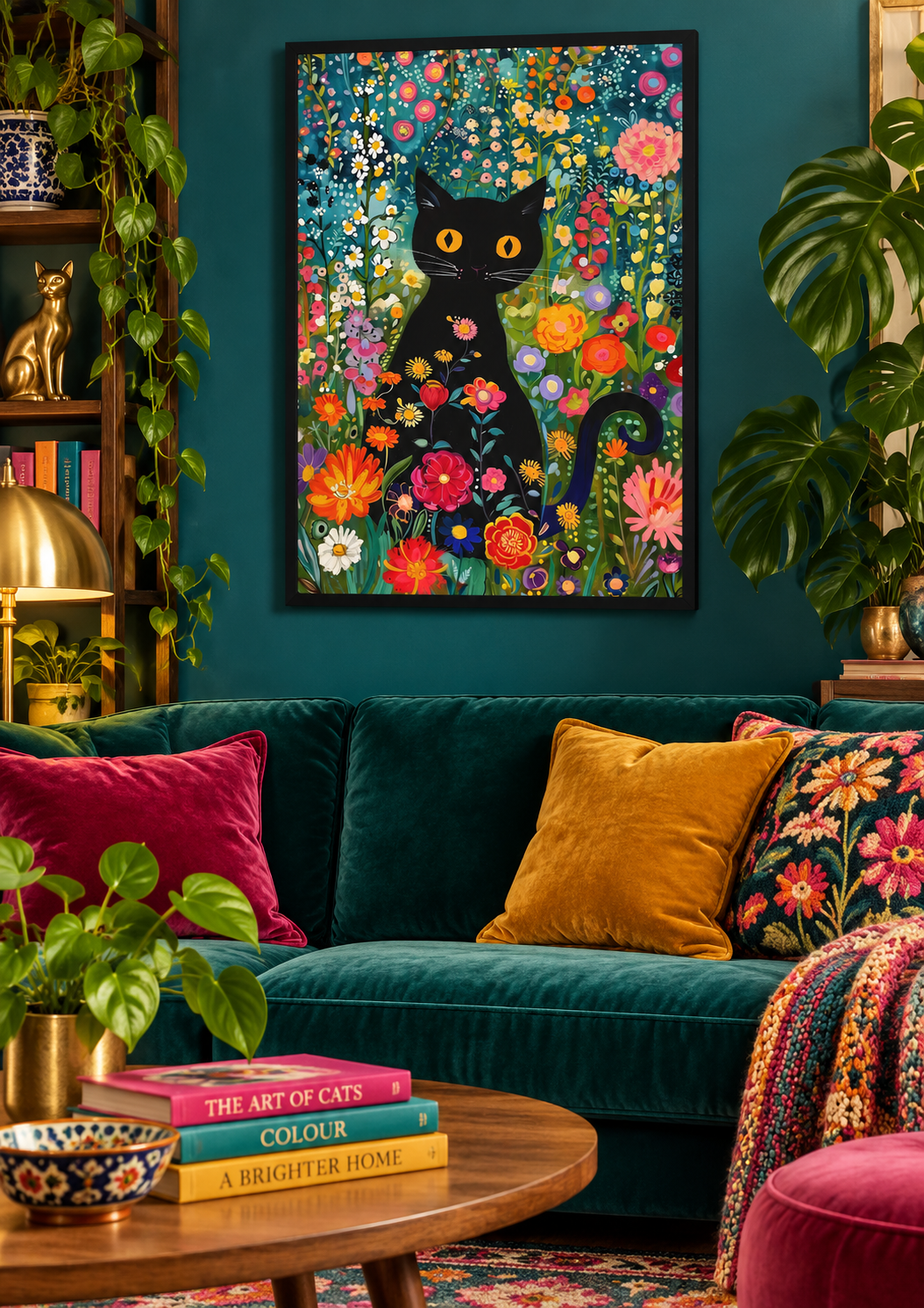 Gustav Klimt Cat I Art Print lifestyle room mockup