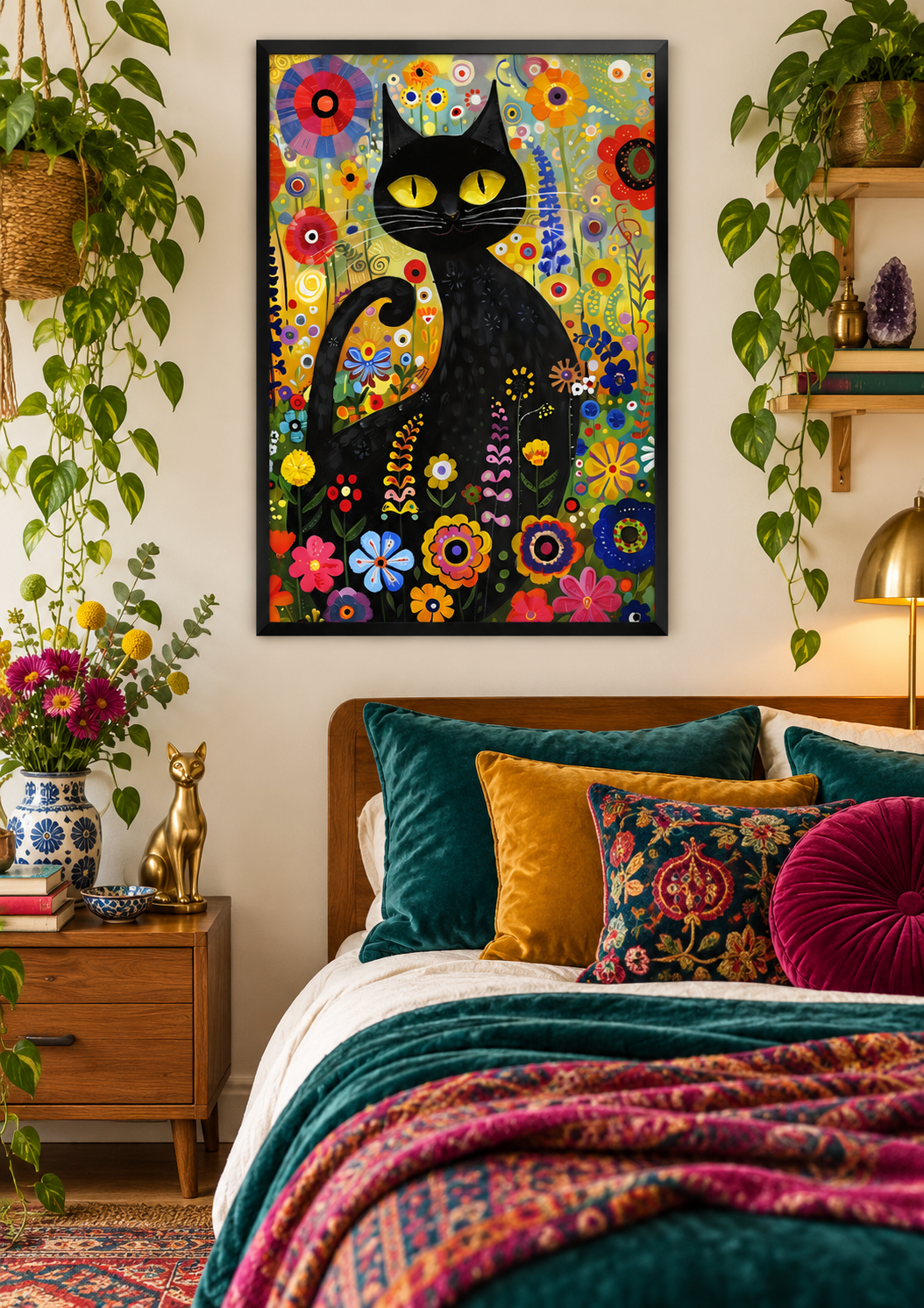 Gustav Klimt Cat II Art Print lifestyle room mockup