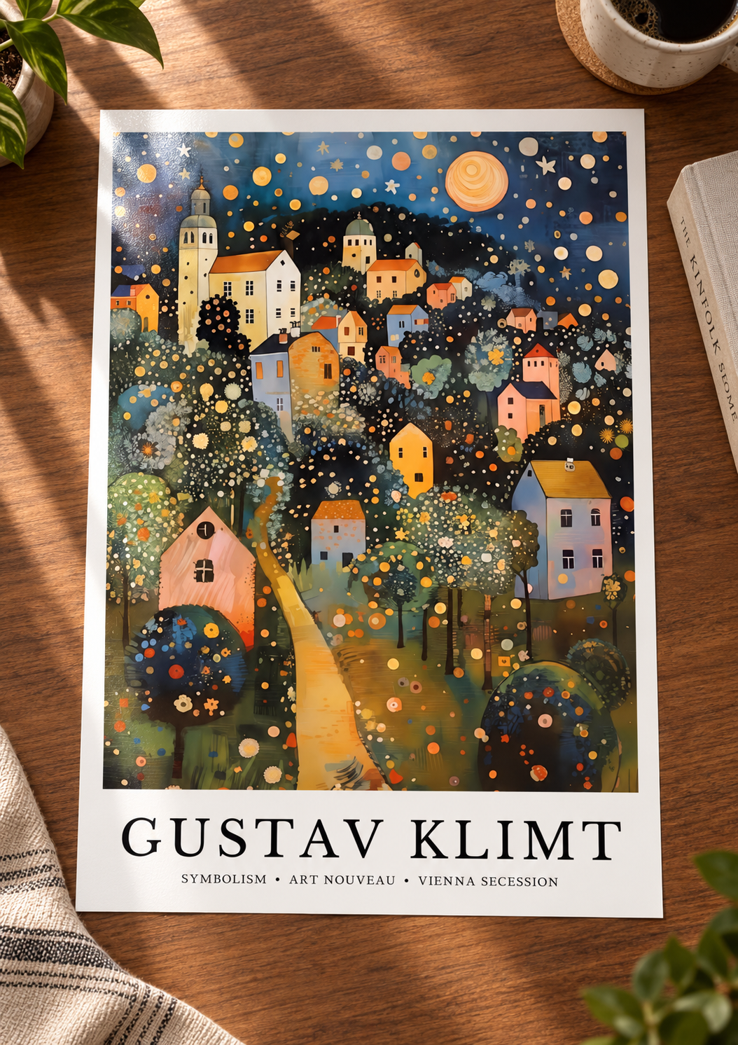Unframed Gustav Klimt Village at Night I glossy print