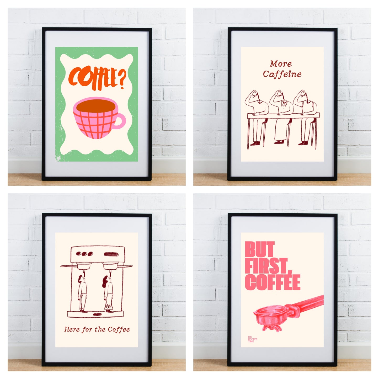 Set of 4 glossy Kitchen prints Coffee lover