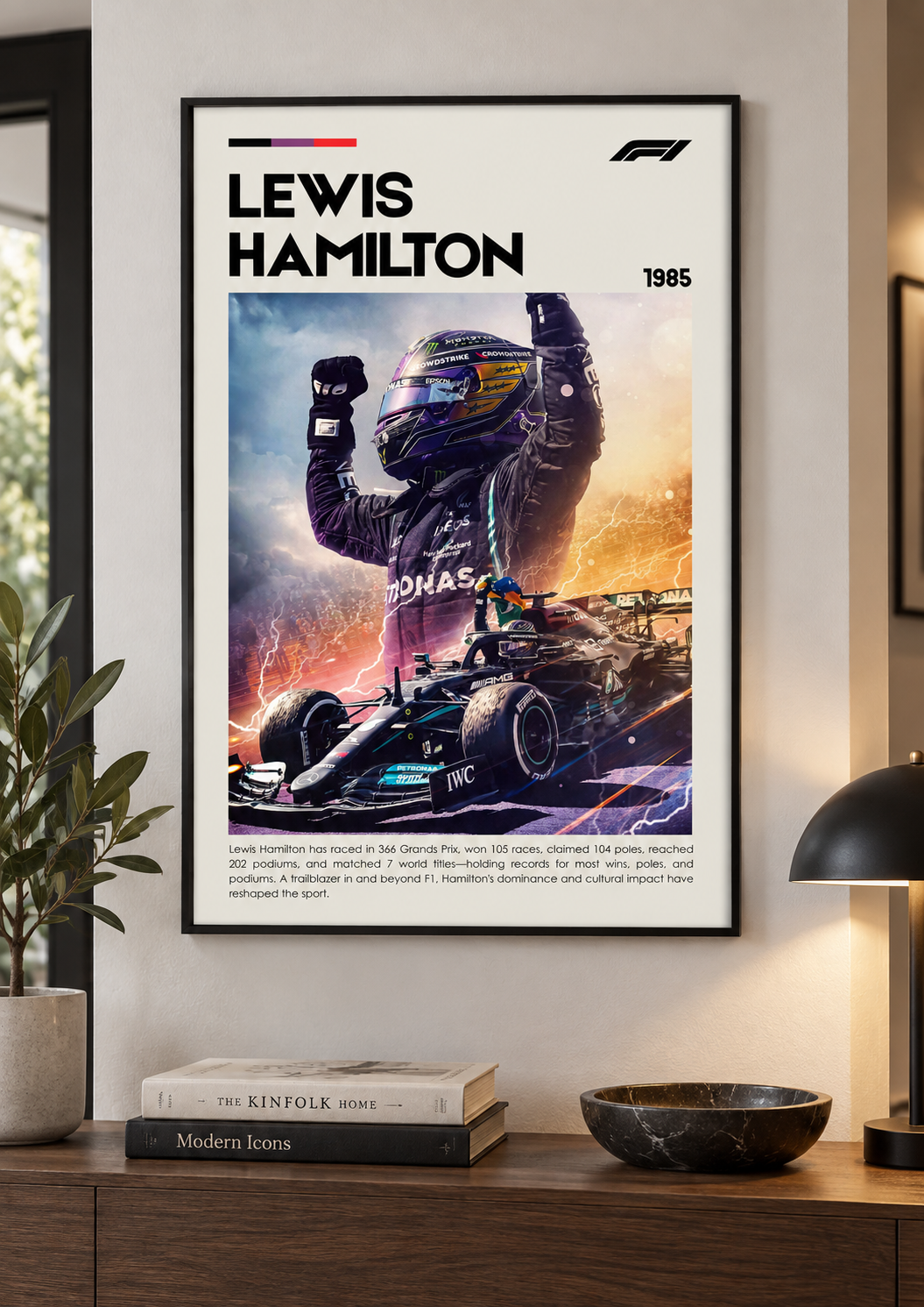 Lewis Hamilton Motorsport Print Design 2 framed lifestyle mockup