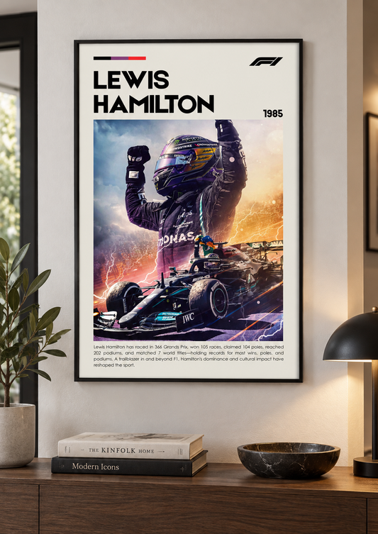 Lewis Hamilton Motorsport Print Design 2 framed lifestyle mockup