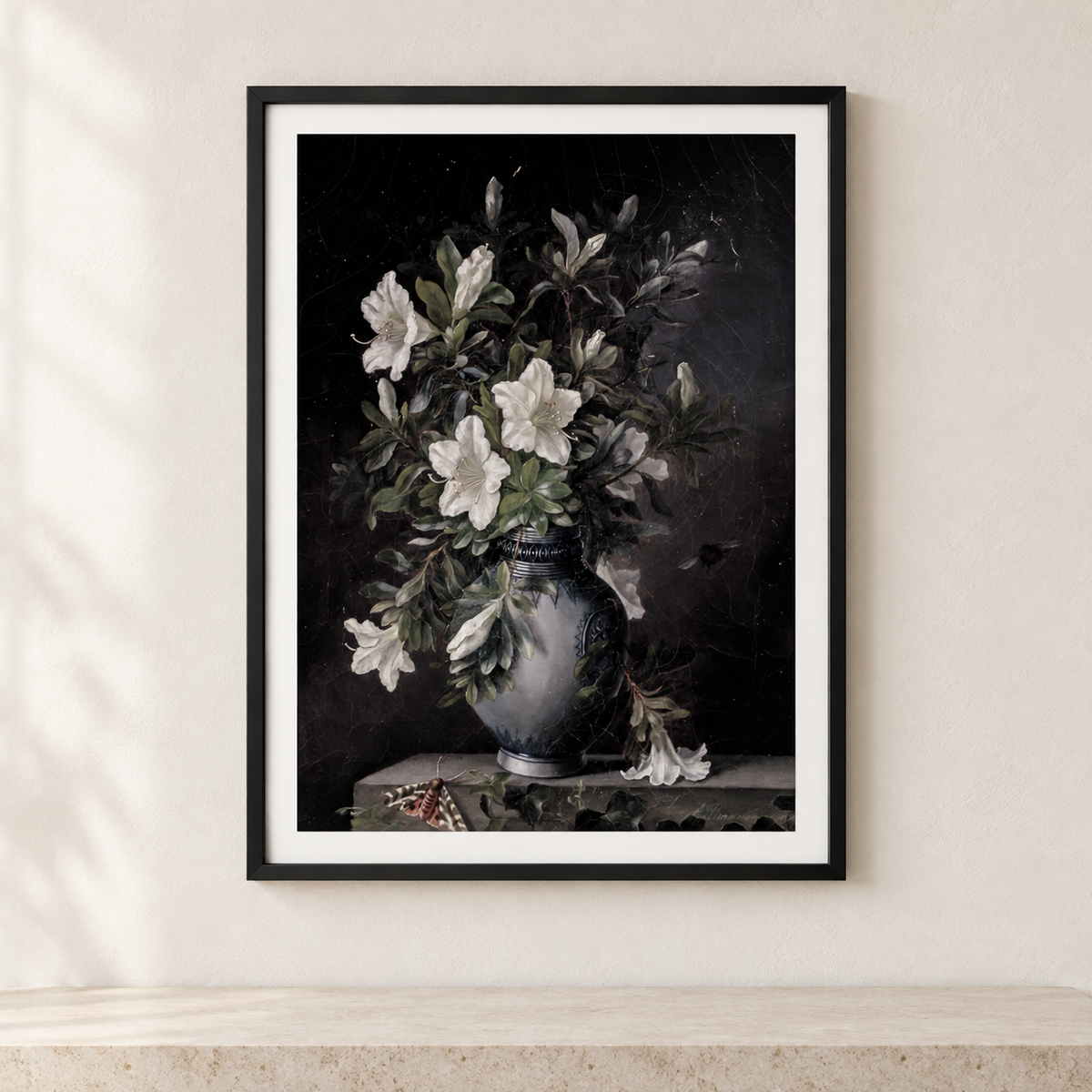 Midnight Azalea Still Life framed black-frame mockup