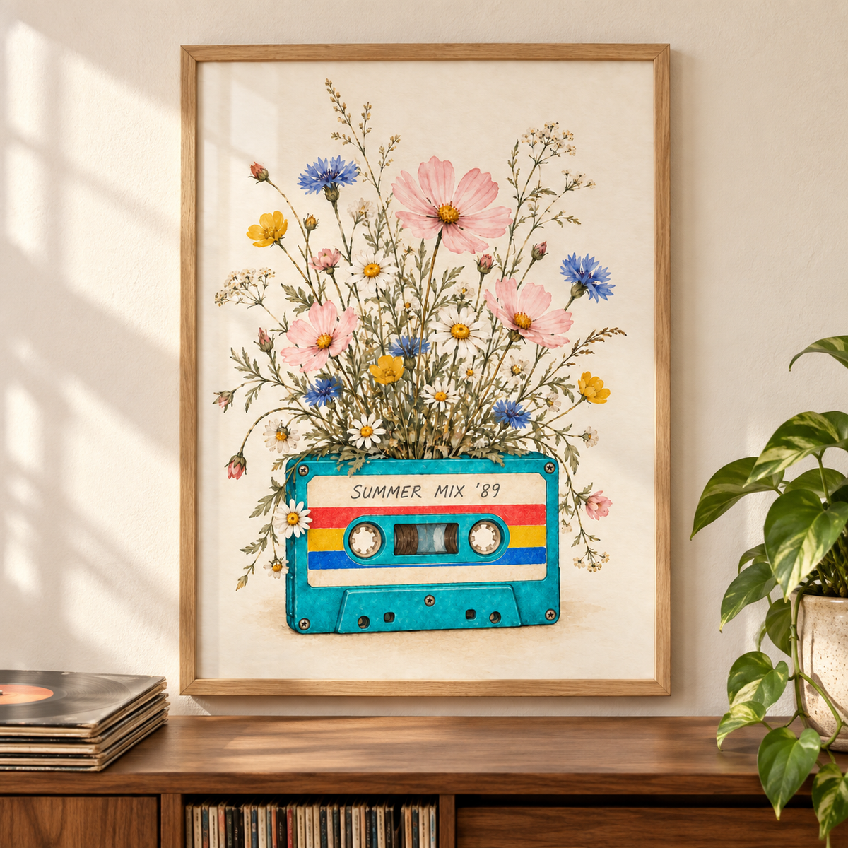 Petal Mix ’89 framed lifestyle mockup; frame not included