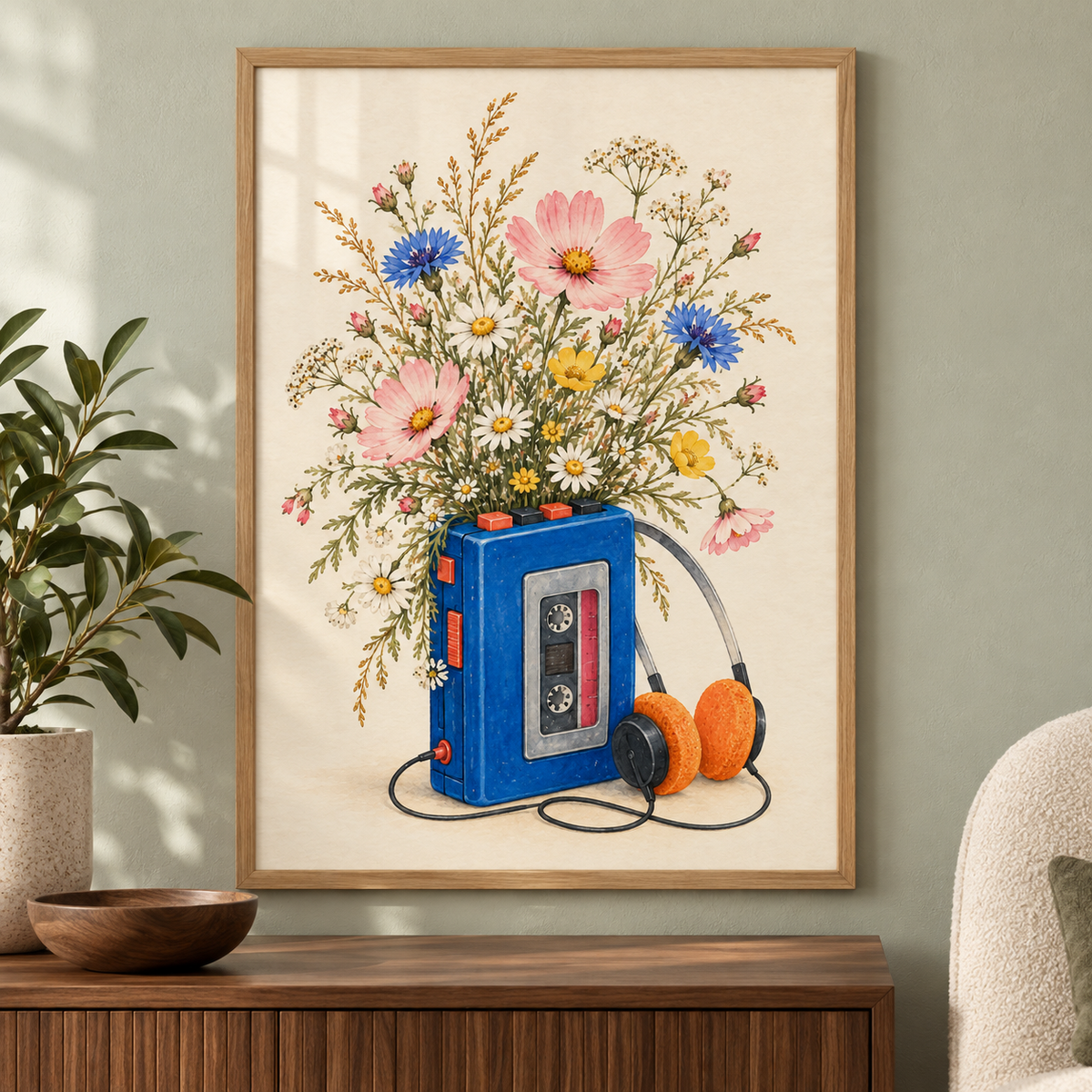 Walk on the Wildflower Side framed lifestyle mockup; frame not included