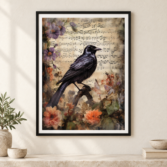 Raven's Song print in a correctly proportioned slim black A-series frame
