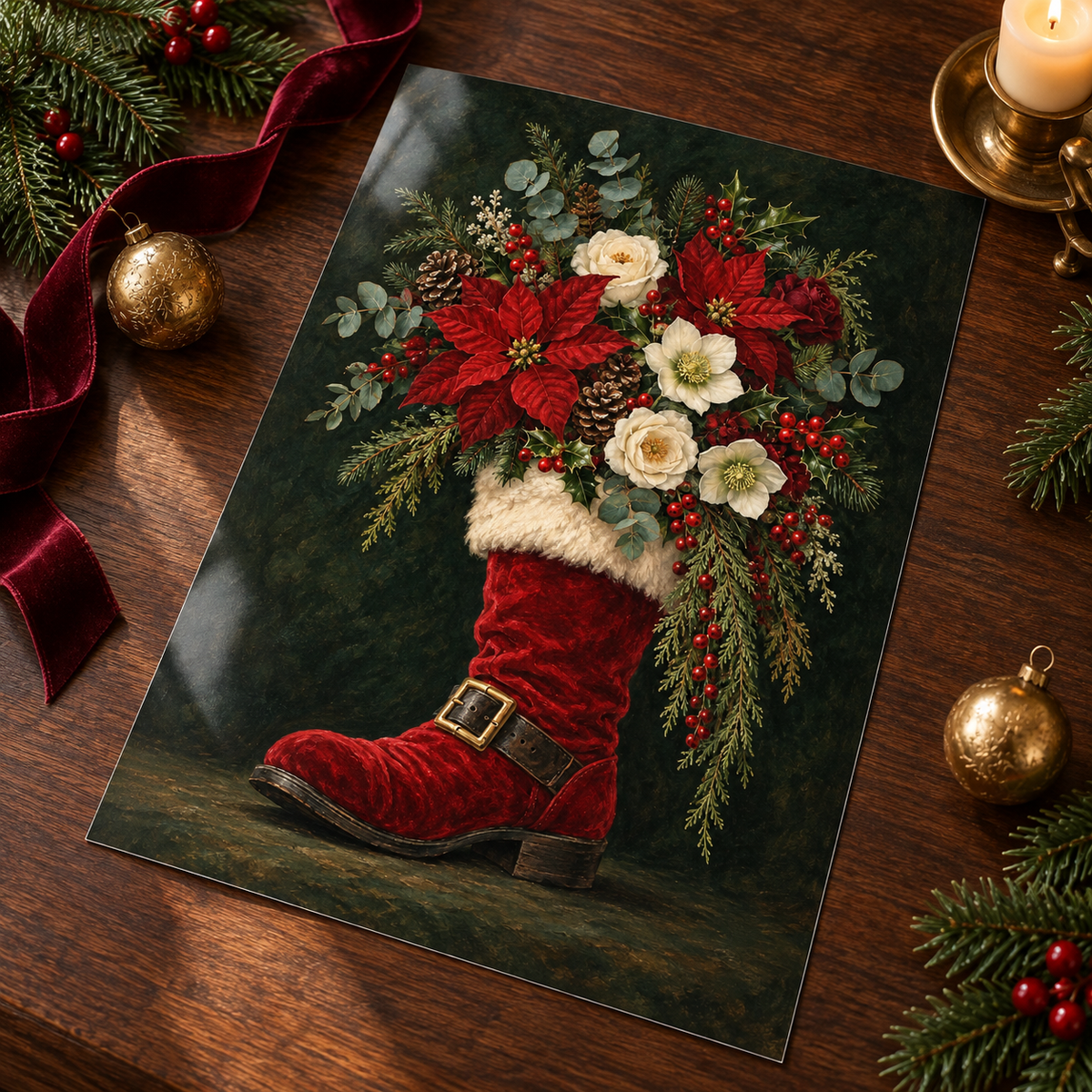 Santa’s Bloomers unframed glossy art print
