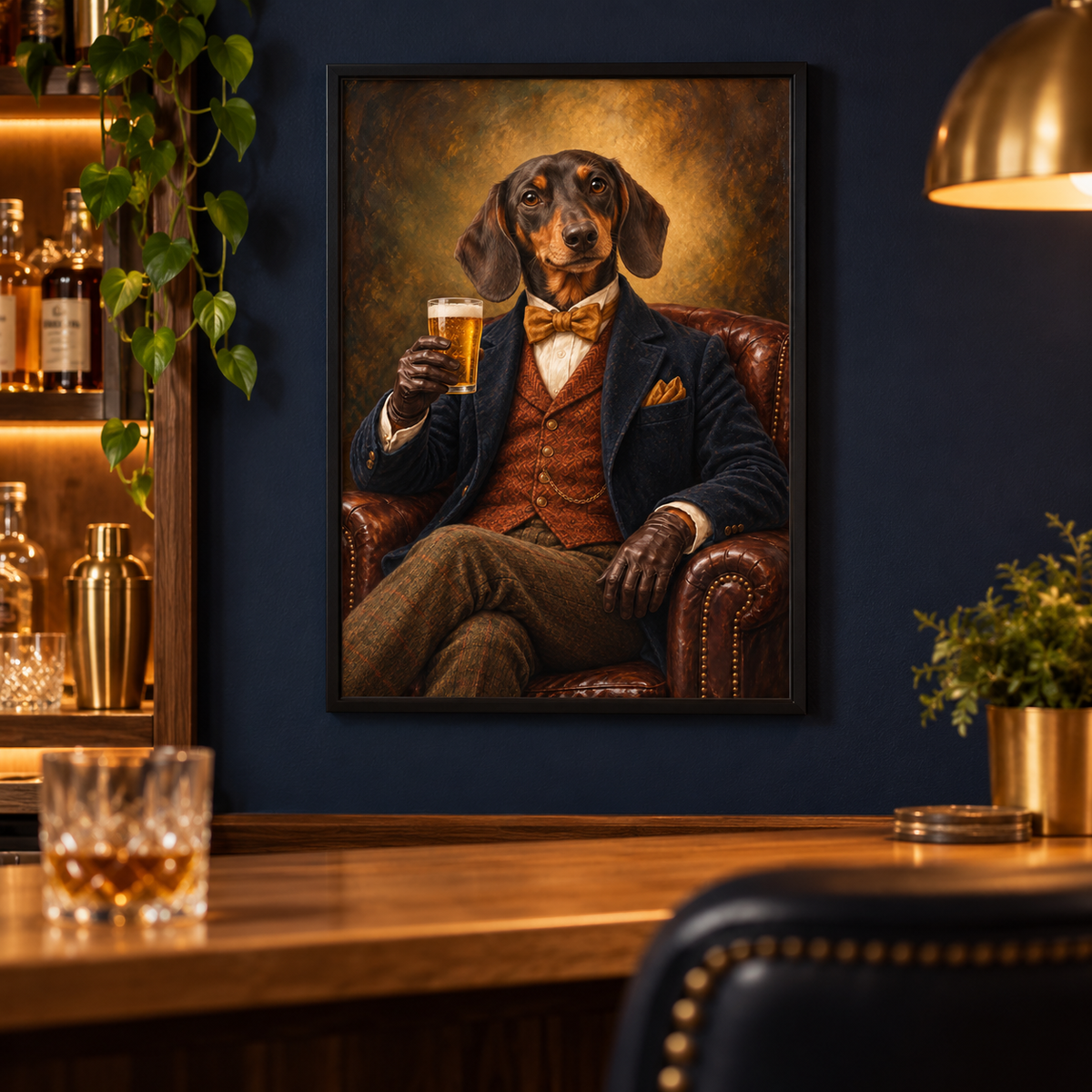 Short Legs, Tall Pint framed lifestyle mockup – frame not included