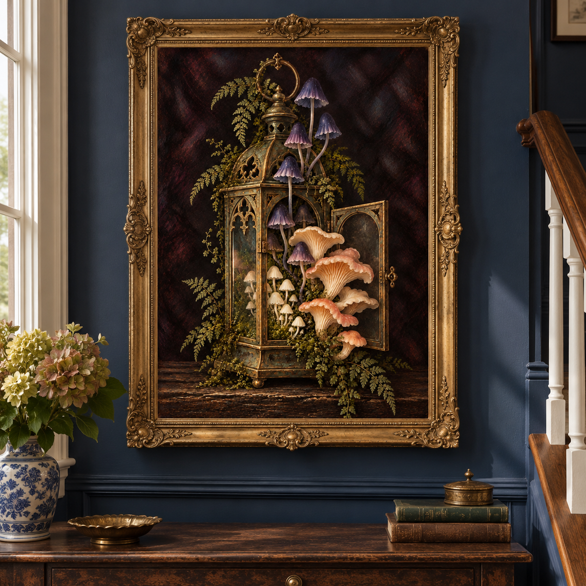 Spore Glow art print displayed in a vintage frame
