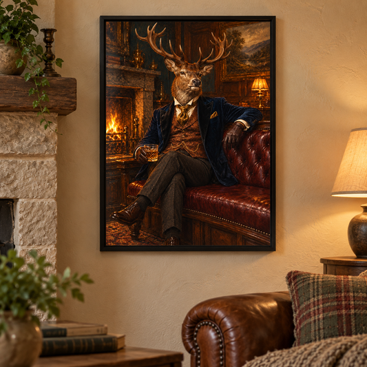 Stag Night framed lifestyle mockup – frame not included