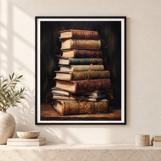 The Forgotten Library print in a slim black frame