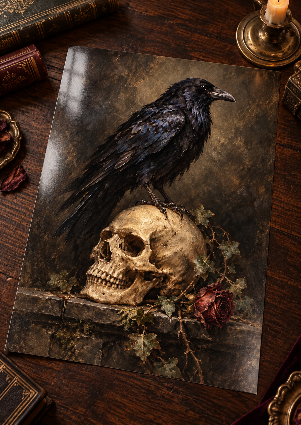The Keeper of Secrets unframed glossy photo print on a table