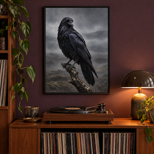 Raven – Wild & Timeless art print framed in a home setting
