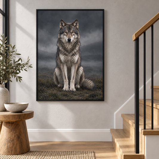 Wolf – Wild & Timeless art print framed in a home setting